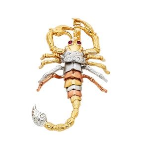 14K Tri Color  Scorpion Pendant